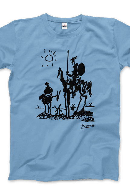 Pablo Picasso Don Quixote of La Mancha 1955 Artwork T-Shirt-T-Shirt-Art-O-Rama Shop-Men (Unisex)-Light Blue-M-Urbanheer