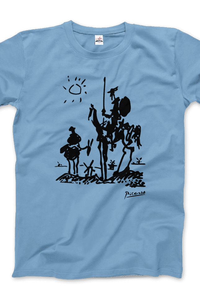 Pablo Picasso Don Quixote of La Mancha 1955 Artwork T-Shirt-T-Shirt-Art-O-Rama Shop-Men (Unisex)-Light Blue-M-Urbanheer