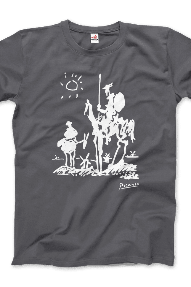 Pablo Picasso Don Quixote of La Mancha 1955 Artwork T-Shirt-T-Shirt-Art-O-Rama Shop-Men (Unisex)-Charcoal-M-Urbanheer