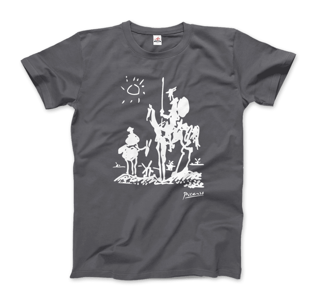 Pablo Picasso Don Quixote of La Mancha 1955 Artwork T-Shirt-T-Shirt-Art-O-Rama Shop-Men (Unisex)-Charcoal-S-Urbanheer