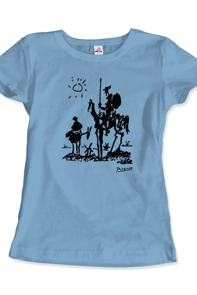 Pablo Picasso Don Quixote of La Mancha 1955 Artwork T-Shirt-T-Shirt-Art-O-Rama Shop-Women (Fitted)-Light Blue-M-Urbanheer