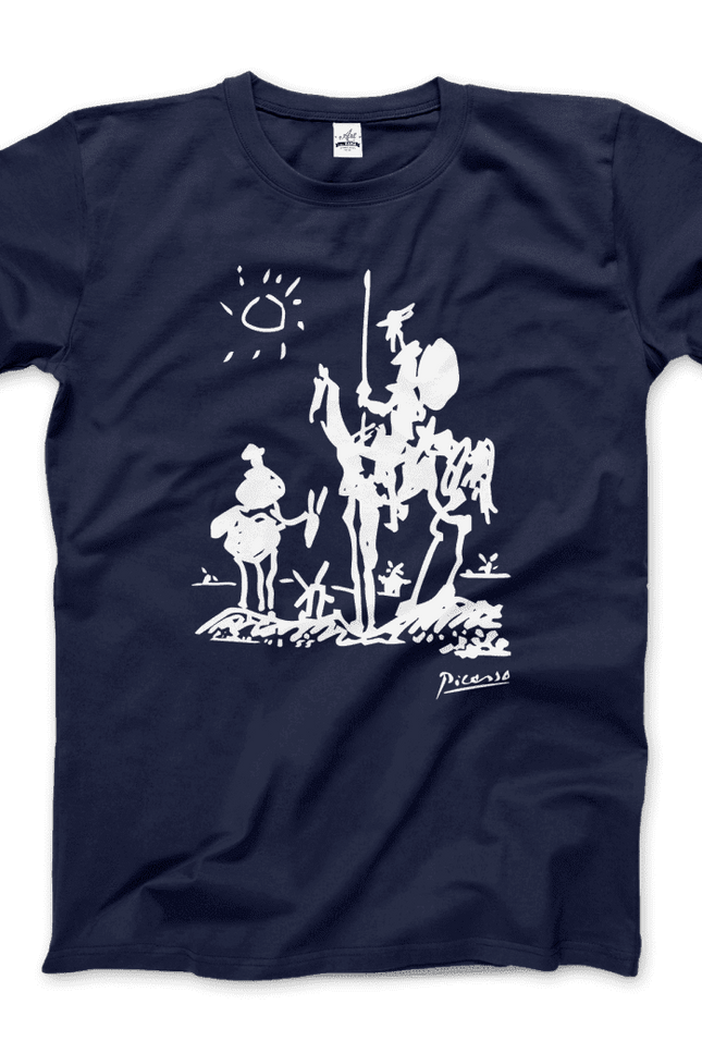 Pablo Picasso Don Quixote of La Mancha 1955 Artwork T-Shirt-T-Shirt-Art-O-Rama Shop-Men (Unisex)-Navy-3XL-Urbanheer