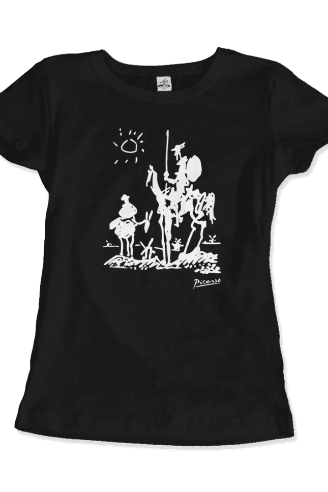 Pablo Picasso Don Quixote of La Mancha 1955 Artwork T-Shirt-T-Shirt-Art-O-Rama Shop-Women (Fitted)-Black-S-Urbanheer