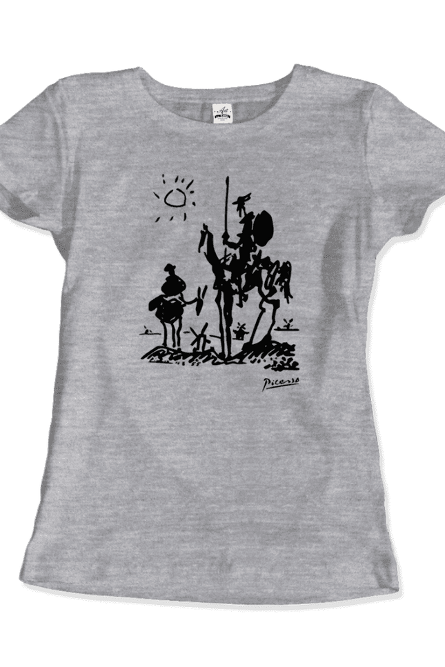 Pablo Picasso Don Quixote of La Mancha 1955 Artwork T-Shirt-T-Shirt-Art-O-Rama Shop-Women (Fitted)-Heather Grey-S-Urbanheer