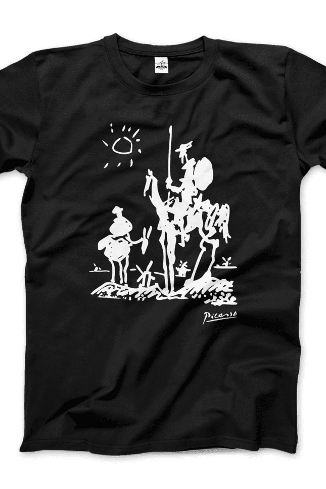 Pablo Picasso Don Quixote of La Mancha 1955 Artwork T-Shirt-T-Shirt-Art-O-Rama Shop-Men (Unisex)-Black-L-Urbanheer