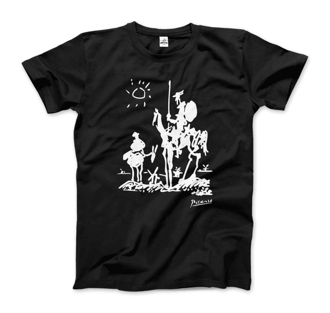Pablo Picasso Don Quixote of La Mancha 1955 Artwork T-Shirt-T-Shirt-Art-O-Rama Shop-Men (Unisex)-Navy-S-Urbanheer