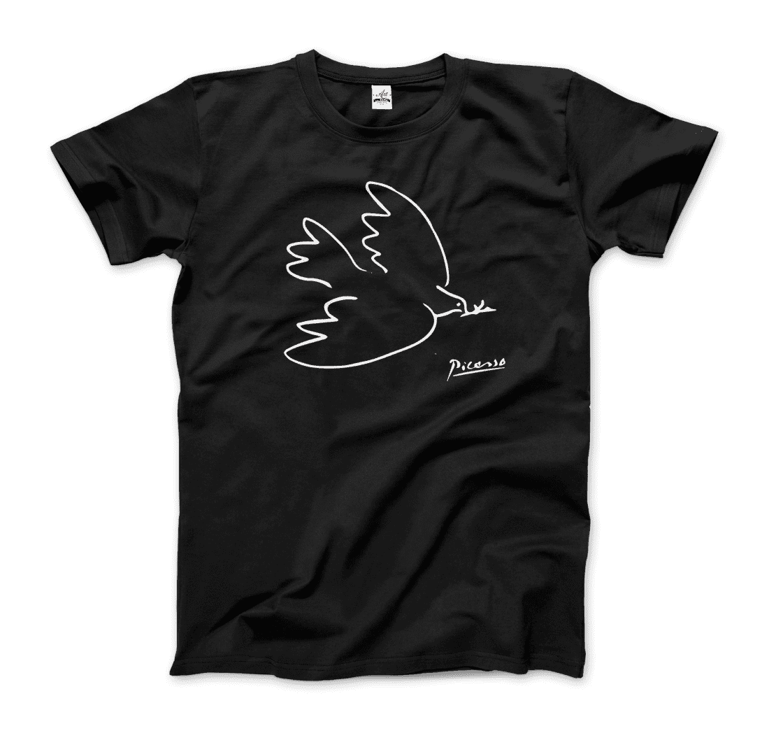 Pablo Picasso Dove Of Peace 1949 Artwork T-Shirt-Art-O-Rama Shop-Men (Unisex)-Black-S-Urbanheer