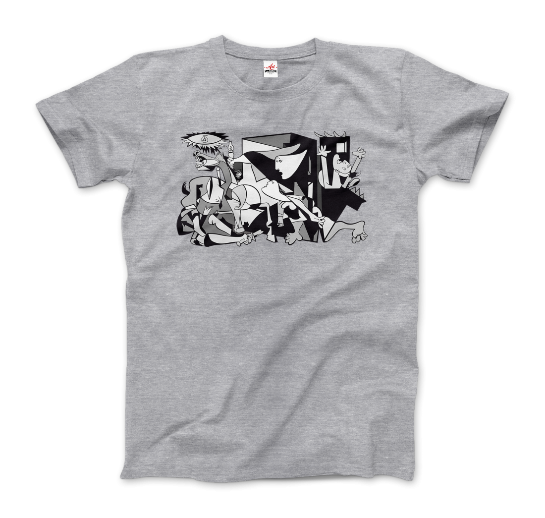 Pablo Picasso Guernica 1937 Artwork Reproduction T-Shirt-Art-O-Rama Shop-Men (Unisex)-Heather Grey-S-Urbanheer