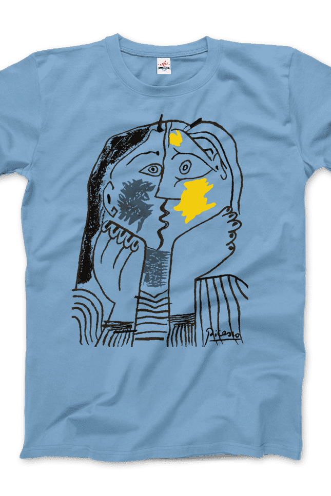 Pablo Picasso The Kiss 1979 Artwork T-Shirt-Art-O-Rama Shop-Men (Unisex)-Light Blue-S-Urbanheer