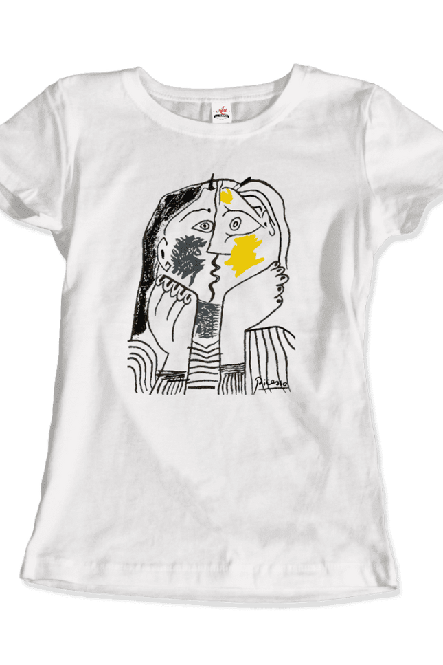 Pablo Picasso The Kiss 1979 Artwork T-Shirt-Art-O-Rama Shop-Women (Fitted)-White-S-Urbanheer