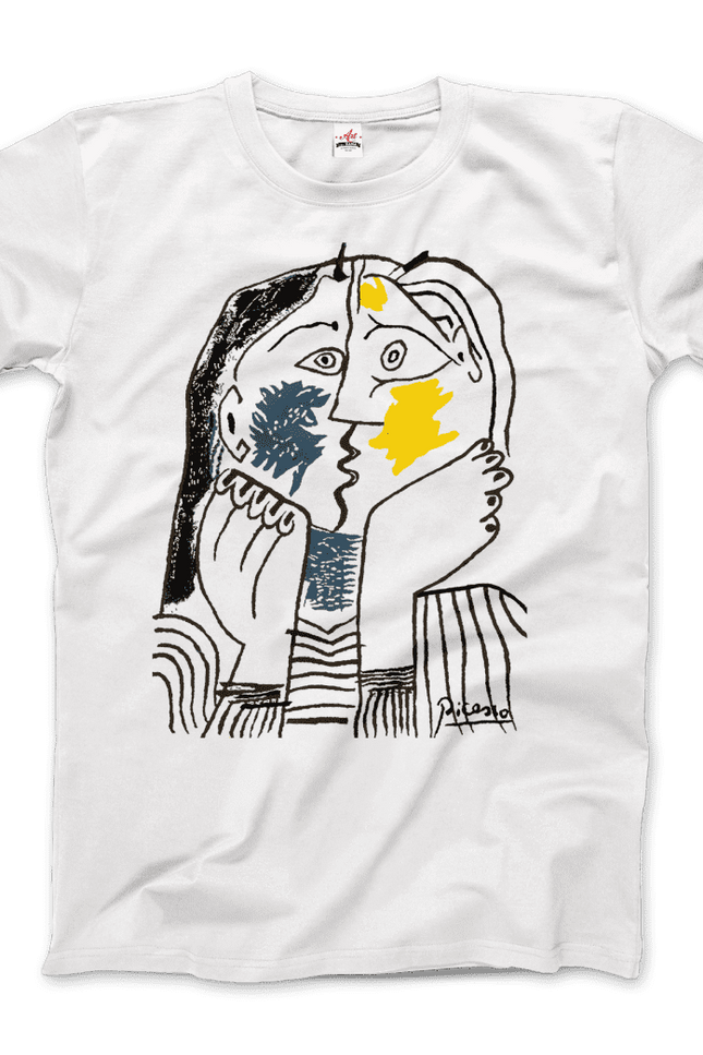 Pablo Picasso The Kiss 1979 Artwork T-Shirt-Art-O-Rama Shop-Men (Unisex)-White-S-Urbanheer