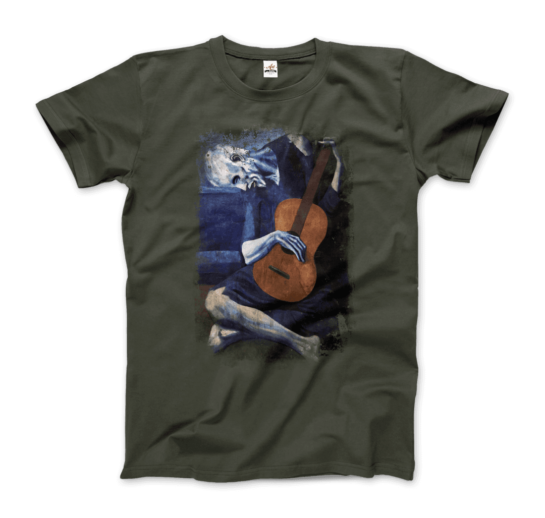 Pablo Picasso - The Old Guitarist Artwork T-Shirt-Art-O-Rama Shop-Men (Unisex)-Black-S-Urbanheer