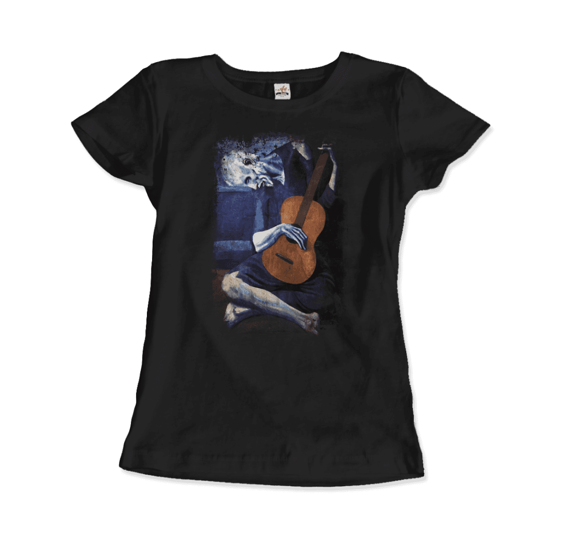 Pablo Picasso - The Old Guitarist Artwork T-Shirt-Art-O-Rama Shop-Men (Unisex)-Black-S-Urbanheer