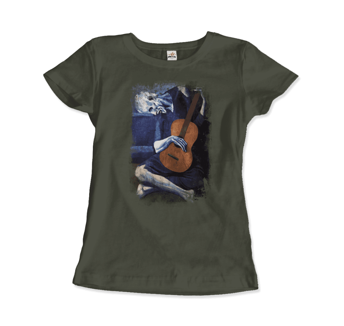 Pablo Picasso - The Old Guitarist Artwork T-Shirt-Art-O-Rama Shop-Women (Fitted)-Black-S-Urbanheer