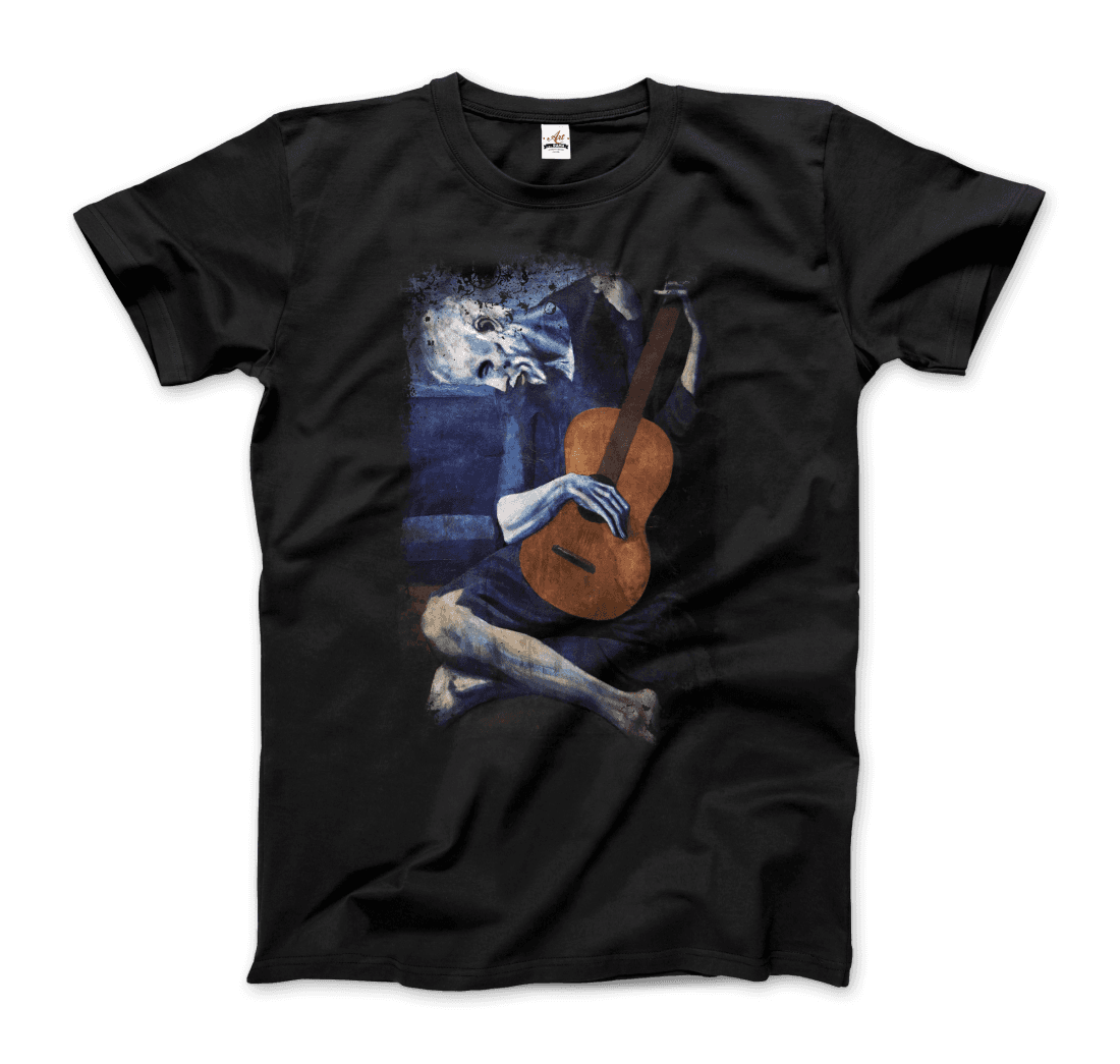 Pablo Picasso - The Old Guitarist Artwork T-Shirt-Art-O-Rama Shop-Men (Unisex)-Black-S-Urbanheer
