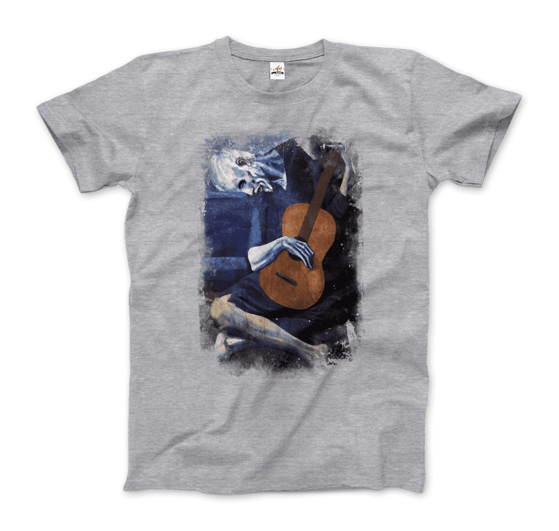 Pablo Picasso - The Old Guitarist Artwork T-Shirt-Art-O-Rama Shop-Men (Unisex)-Black-S-Urbanheer