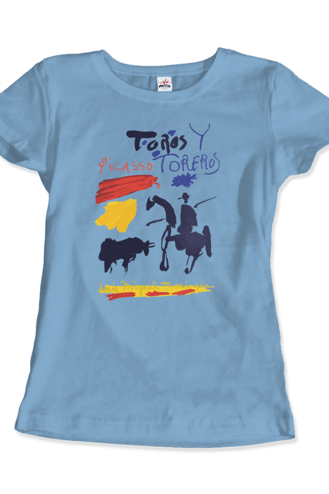 Pablo Picasso Toros Y Toreros Book Cover 1961 Artwork T-Shirt-Art-O-Rama Shop-Women (Fitted)-Light Blue-M-Urbanheer
