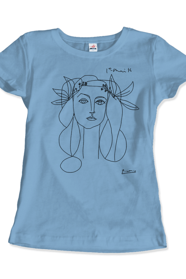 Pablo Picasso War And Peace 1952 Artwork T-Shirt-Art-O-Rama Shop-Women (Fitted)-Light Blue-S-Urbanheer