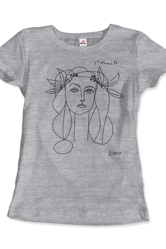Pablo Picasso War And Peace 1952 Artwork T-Shirt-Art-O-Rama Shop-Women (Fitted)-Heather Grey-XL-Urbanheer
