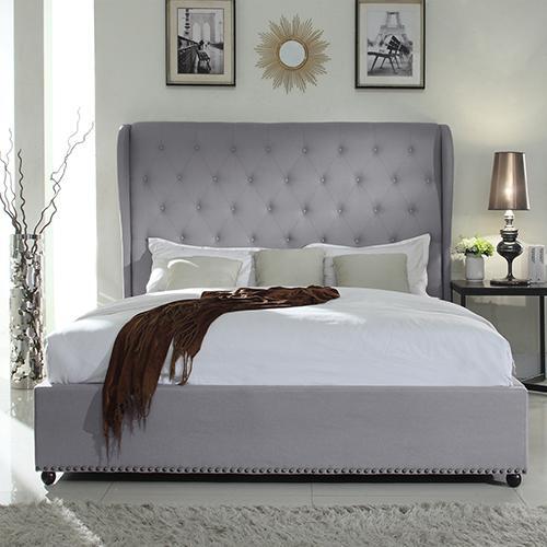 Paris Deluxe Fabric Bed Frame Queen Grey-Rivercity House & Home Co.-Urbanheer