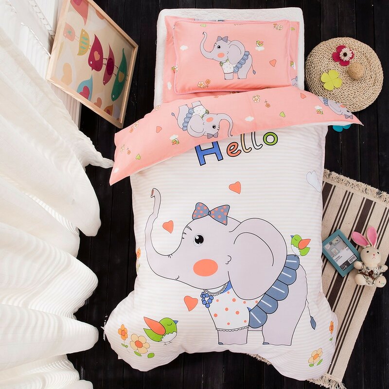 Peach Elephant Bedding Set 3-Piece Organic Cotton Fits Crib And Toddler-Baby Bedding Design-Urbanheer