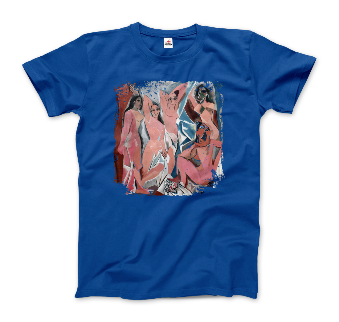 Picasso - Les Demoiselles d'Avignon, 1907 Artwork T-Shirt-T-Shirt-Art-O-Rama Shop-Men (Unisex)-Black-S-Urbanheer