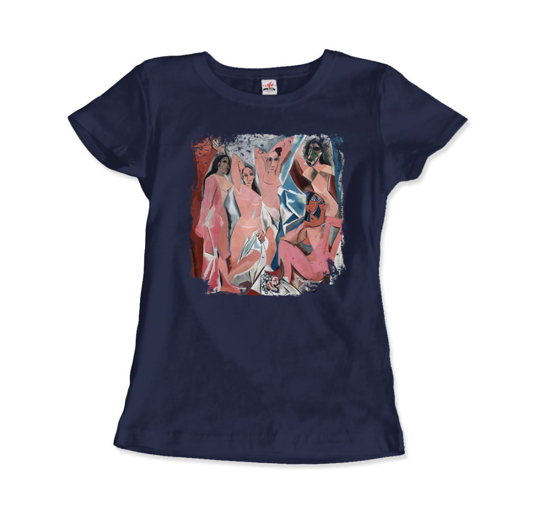 Picasso - Les Demoiselles d'Avignon, 1907 Artwork T-Shirt-T-Shirt-Art-O-Rama Shop-Men (Unisex)-Black-S-Urbanheer