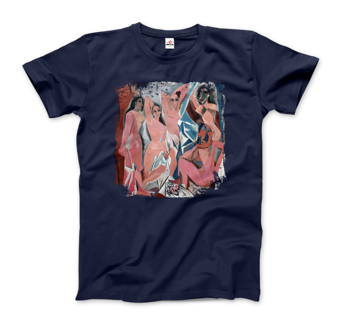 Picasso - Les Demoiselles d'Avignon, 1907 Artwork T-Shirt-T-Shirt-Art-O-Rama Shop-Men (Unisex)-Black-S-Urbanheer