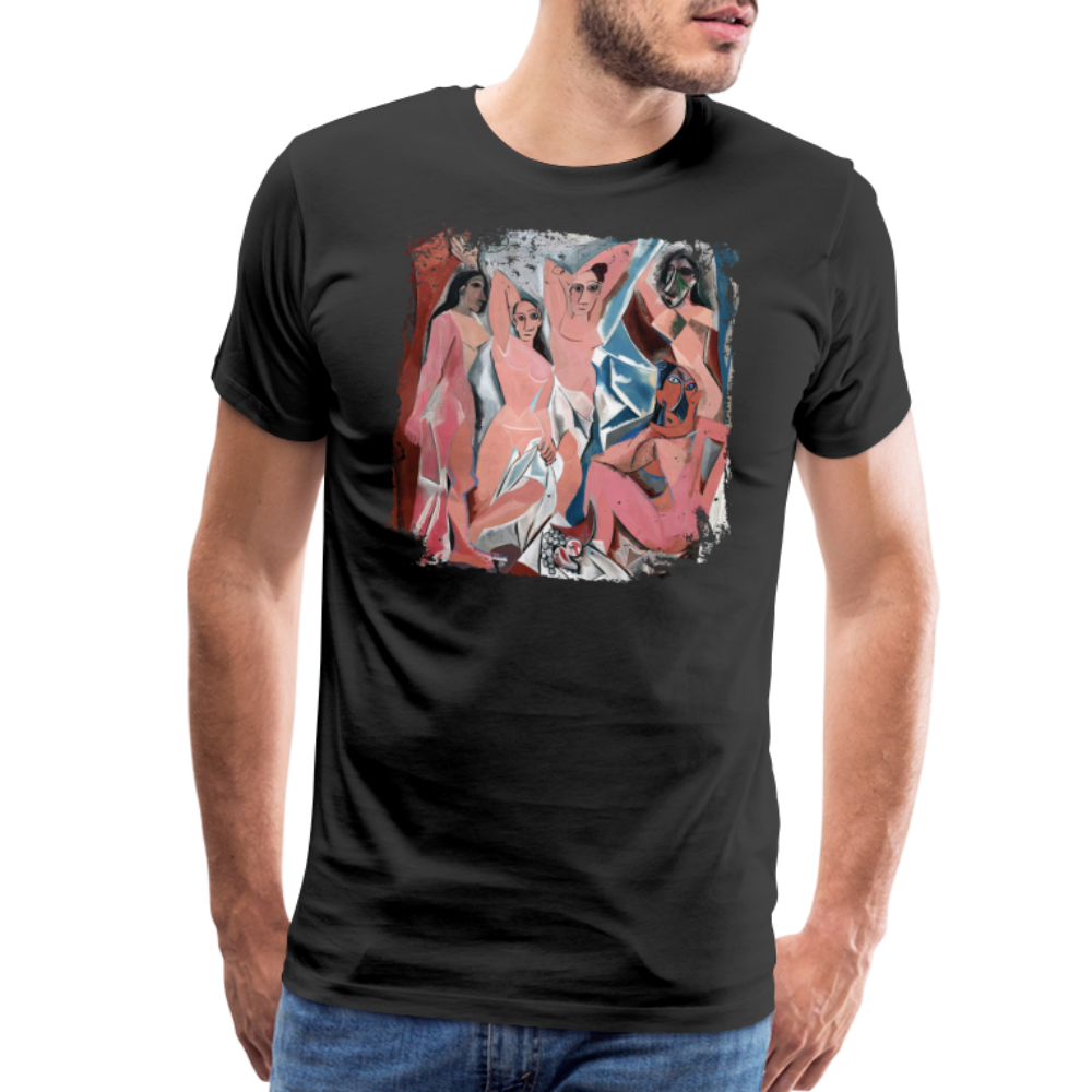 Picasso - Les Demoiselles d'Avignon, 1907 Artwork T-Shirt-T-Shirt-Art-O-Rama Shop-Men (Unisex)-Black-S-Urbanheer