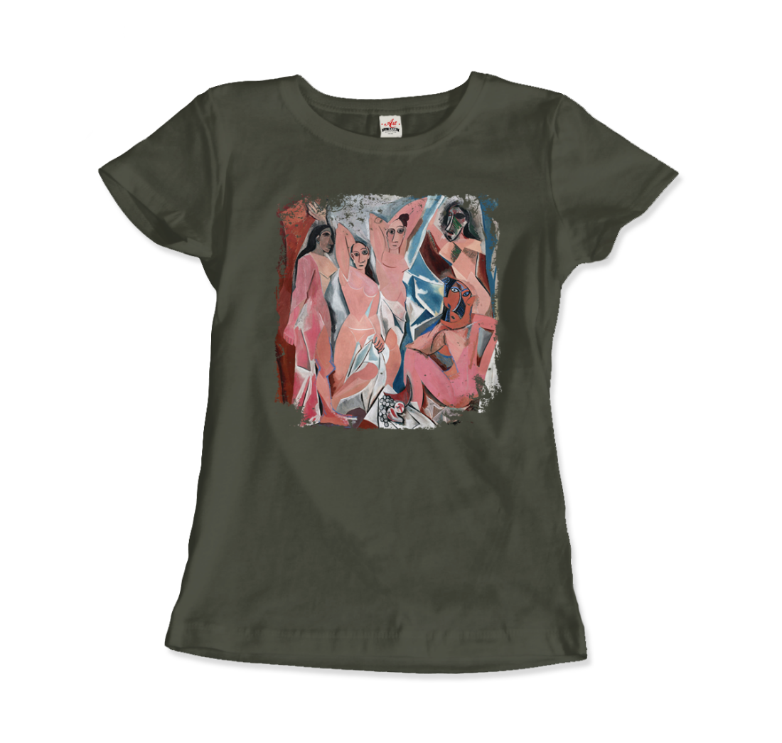 Picasso - Les Demoiselles d'Avignon, 1907 Artwork T-Shirt-T-Shirt-Art-O-Rama Shop-Men (Unisex)-Black-S-Urbanheer