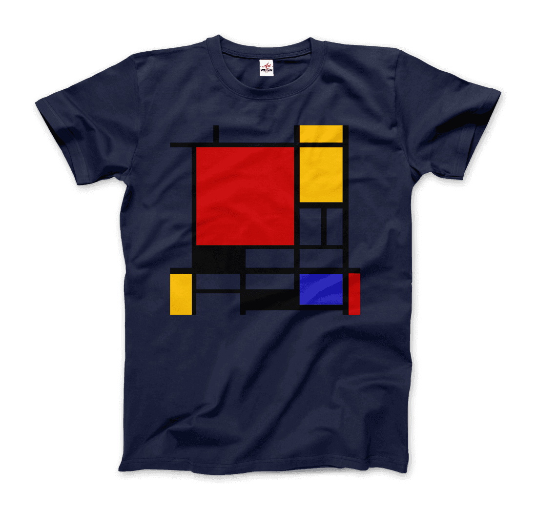 Piet Mondrian - Composition With Red, Yellow, And Blue - 1942 Artwork T-Shirt-Art-O-Rama Shop-Men (Unisex)-Charcoal-S-Urbanheer