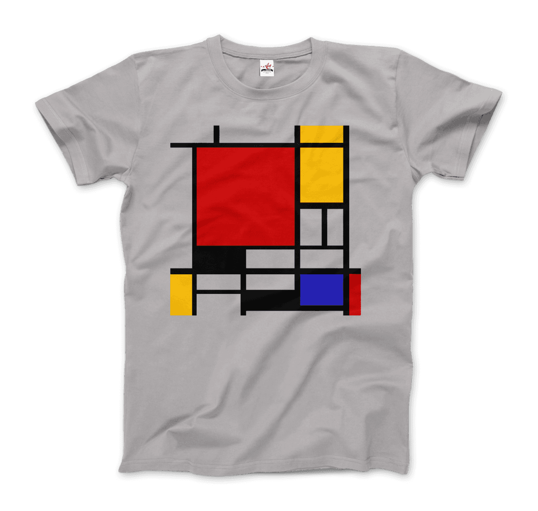 Piet Mondrian - Composition With Red, Yellow, And Blue - 1942 Artwork T-Shirt-Art-O-Rama Shop-Men (Unisex)-White-S-Urbanheer