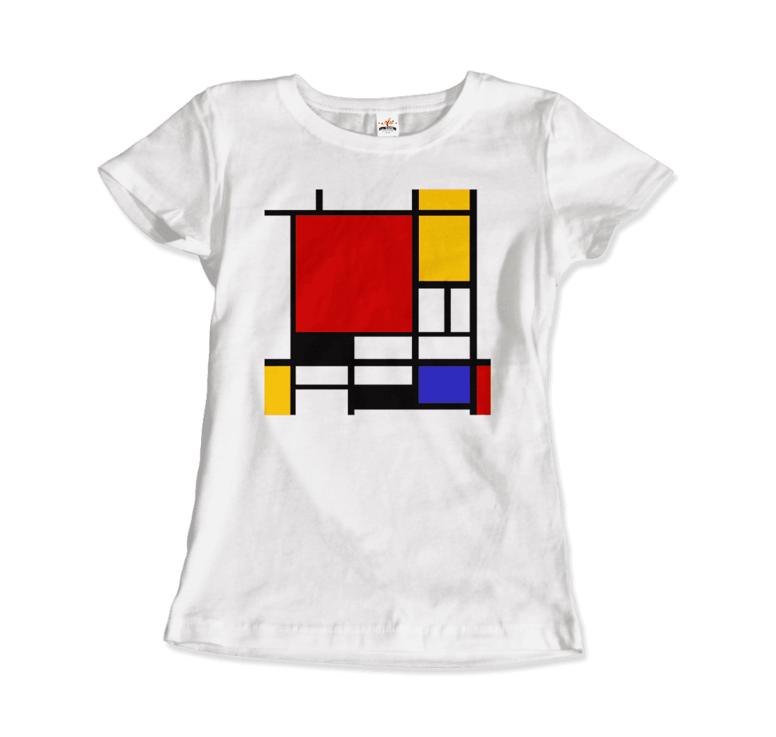 Piet Mondrian - Composition With Red, Yellow, And Blue - 1942 Artwork T-Shirt-Art-O-Rama Shop-Men (Unisex)-Heather Grey-S-Urbanheer