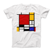 Piet Mondrian - Composition With Red, Yellow, And Blue - 1942 Artwork T-Shirt-Art-O-Rama Shop-Men (Unisex)-White-S-Urbanheer
