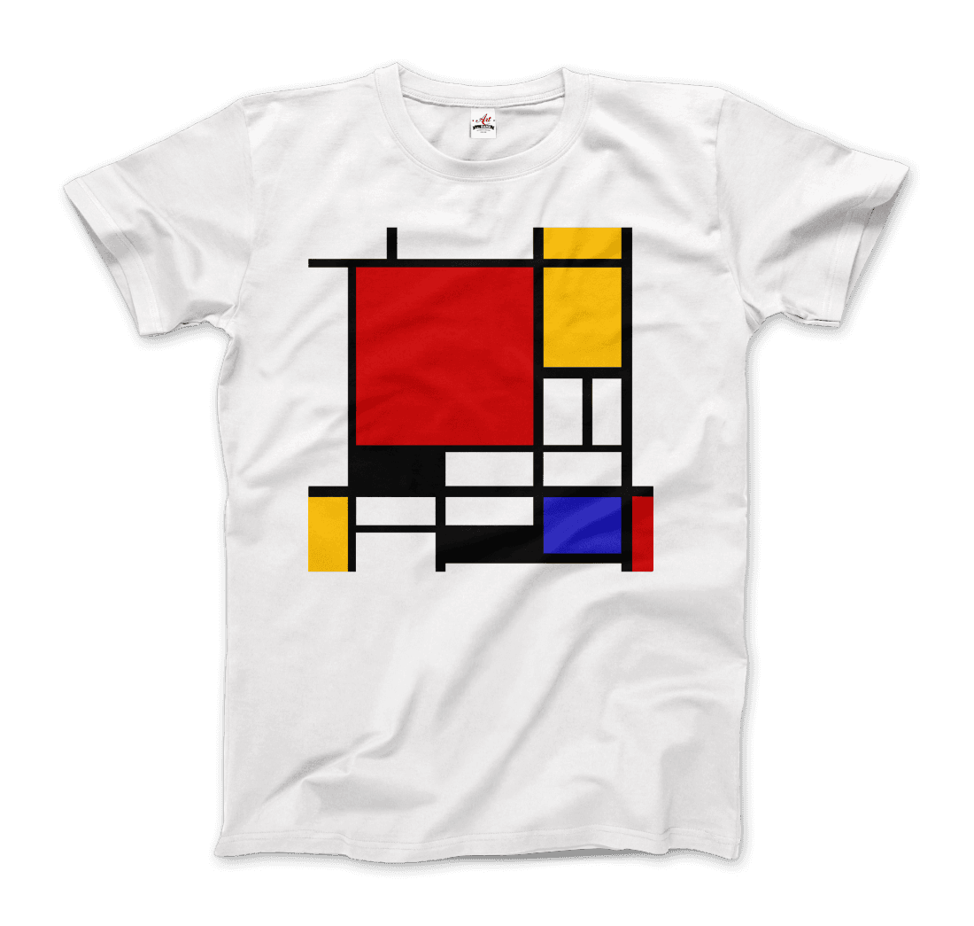 Piet Mondrian - Composition With Red, Yellow, And Blue - 1942 Artwork T-Shirt-Art-O-Rama Shop-Men (Unisex)-White-S-Urbanheer