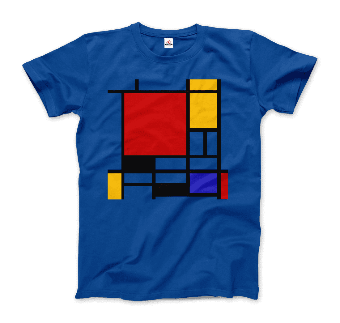 Piet Mondrian - Composition With Red, Yellow, And Blue - 1942 Artwork T-Shirt-Art-O-Rama Shop-Men (Unisex)-White-S-Urbanheer