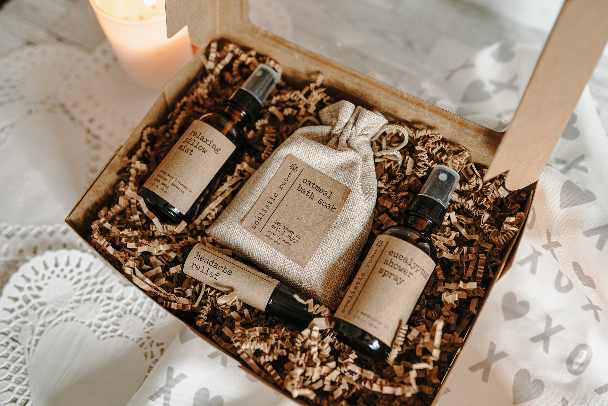 Gift Set- Shower Spray, Pillow Mist, Oatmeal Soak, Rose Bath Salts-Soulistic Root-Urbanheer