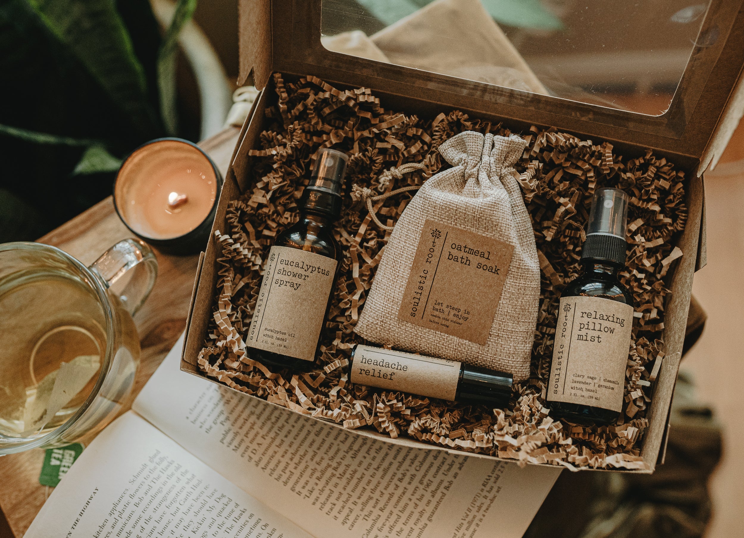 Gift Set- Shower Spray, Pillow Mist, Oatmeal Soak, Rose Bath Salts-Soulistic Root-Urbanheer