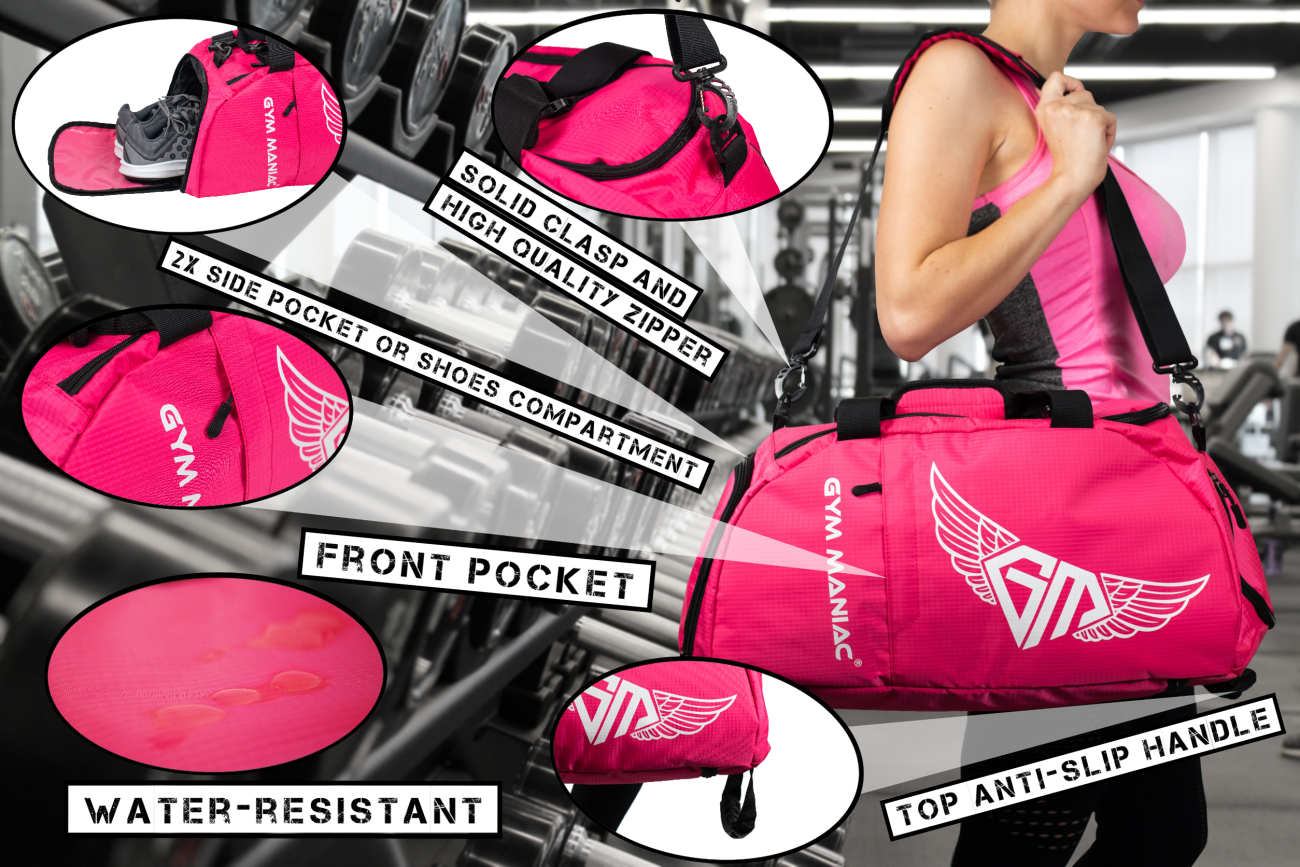 Gym Maniac Gm 3-Way Gym Bag - Pink-Gym Maniac GM s.r.o.-Urbanheer
