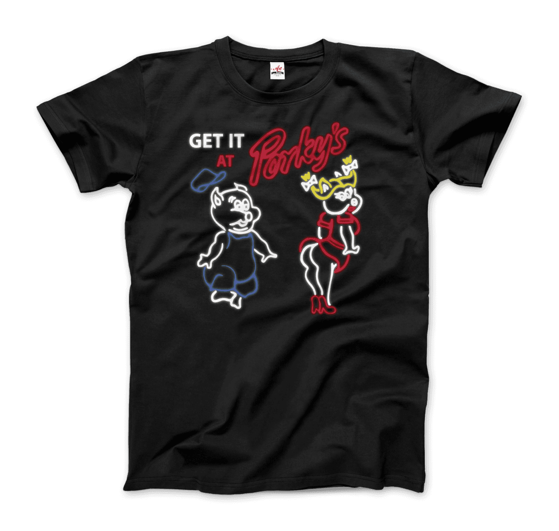 Porky'S Strip Club Neon Logo T-Shirt-Art-O-Rama Shop-Men (Unisex)-Black-S-Urbanheer