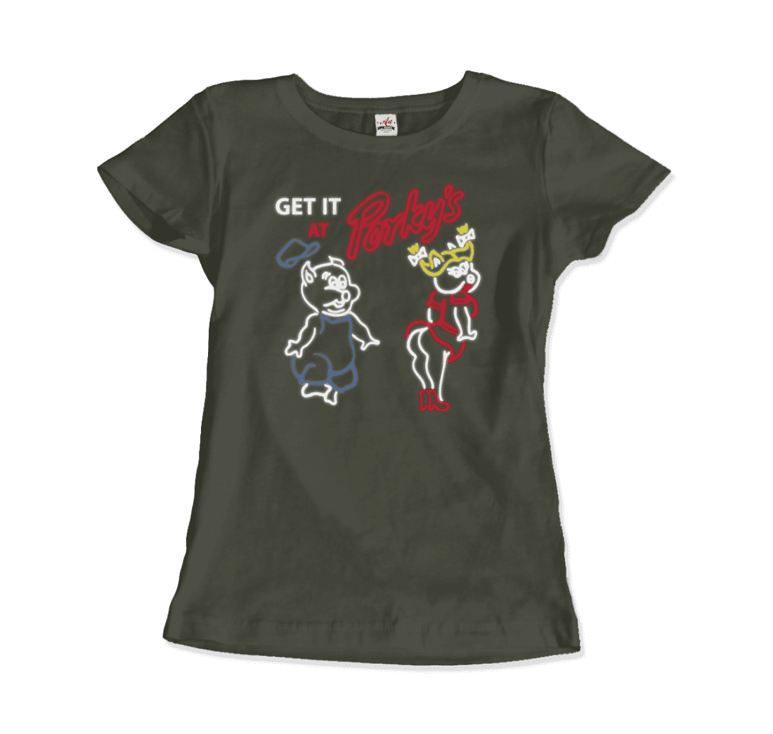 Porky'S Strip Club Neon Logo T-Shirt-Art-O-Rama Shop-Men (Unisex)-Charcoal-S-Urbanheer