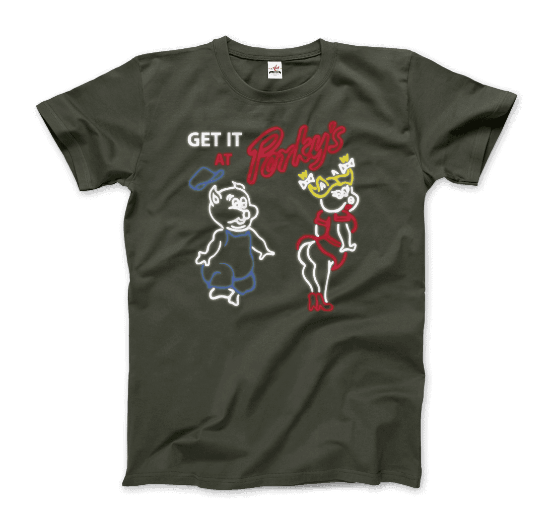 Porky'S Strip Club Neon Logo T-Shirt-Art-O-Rama Shop-Men (Unisex)-Black-S-Urbanheer