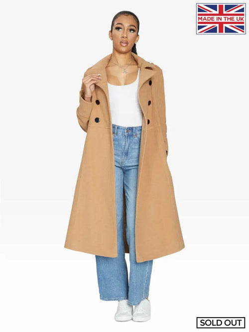 (Pre-Order) A-Line Double Breasted Coat-Rose Eleusis-UK 10/EU 38/US 6-Camel-Urbanheer