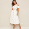 White Flounce Foldover Button Front Self Belted Dress Women Autumn Straps Cold Shoulder Solid Flared Party Long Dresses-UHXC-White-L-Urbanheer