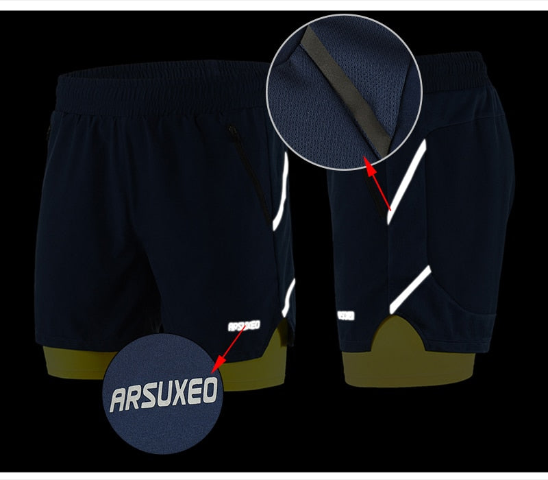 Running Shorts 2 In 1 Quick Dry-UHXA-dark blue-M-Urbanheer