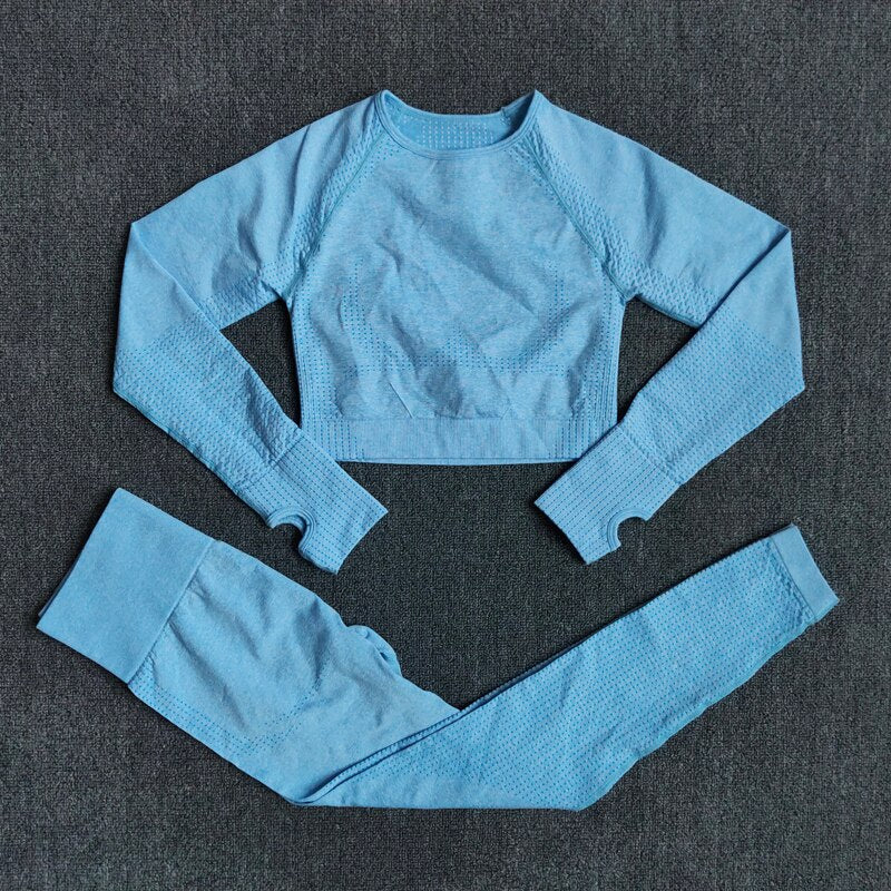 Active Crop Top & Leggings Suit-UHXC-Blue-M-Urbanheer