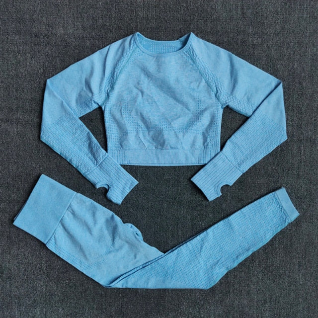 Active Crop Top & Leggings Suit-UHXC-Blue-M-Urbanheer