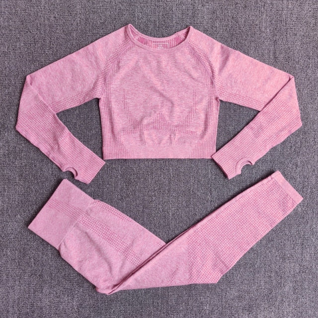 Active Crop Top & Leggings Suit-UHXC-Pink-S-Urbanheer