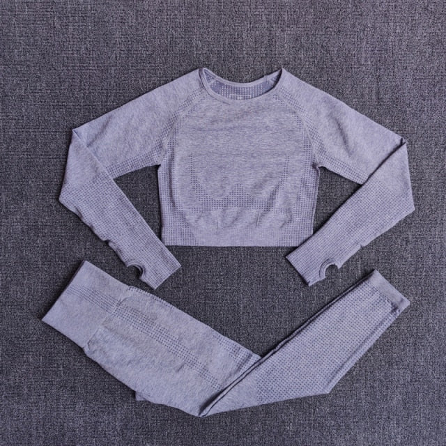 Active Crop Top & Leggings Suit-UHXC-Gray-M-Urbanheer