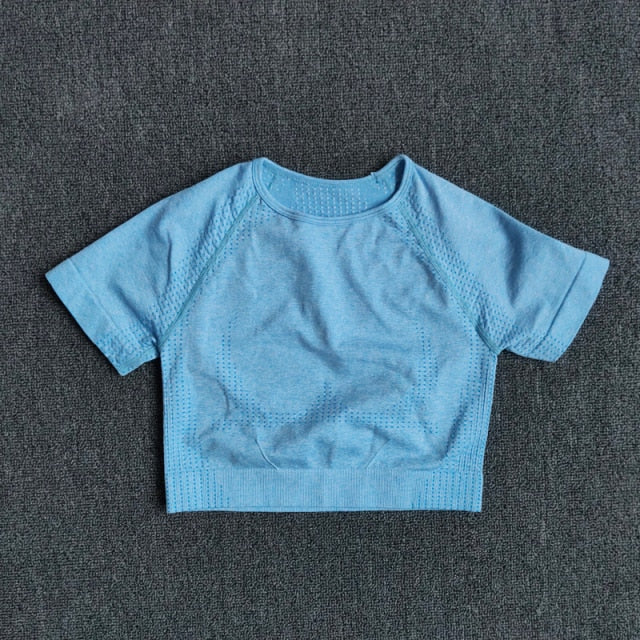 Women Seamless Yoga Shirt-UHXC-Blue-S-Urbanheer